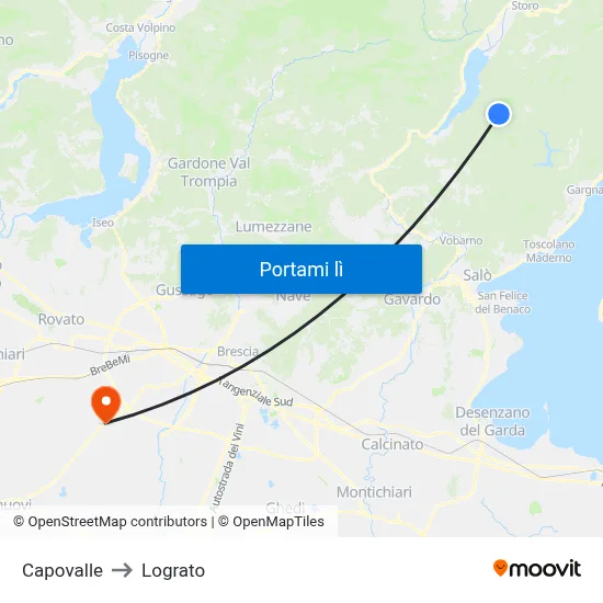 Capovalle to Lograto map