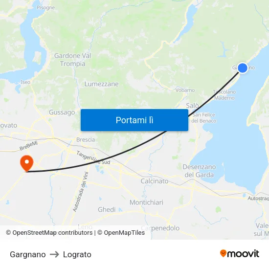 Gargnano to Lograto map