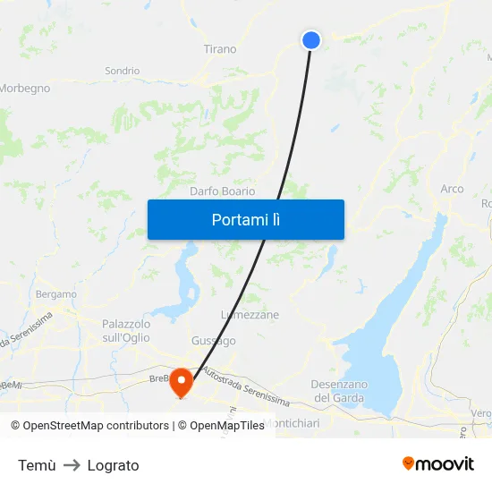 Temù to Lograto map