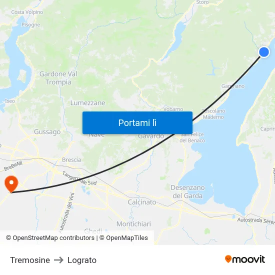 Tremosine to Lograto map