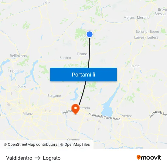 Valdidentro to Lograto map