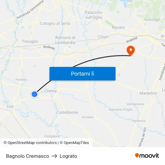 Bagnolo Cremasco to Lograto map
