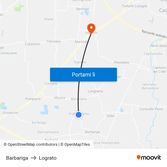 Barbariga to Lograto map