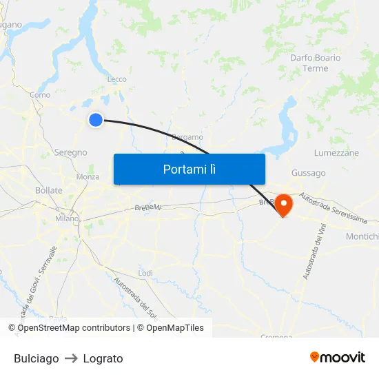 Bulciago to Lograto map