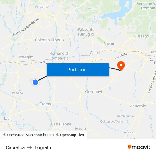 Capralba to Lograto map