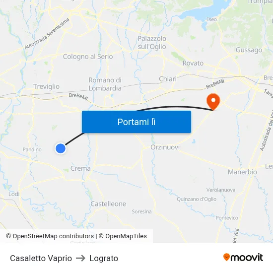 Casaletto Vaprio to Lograto map