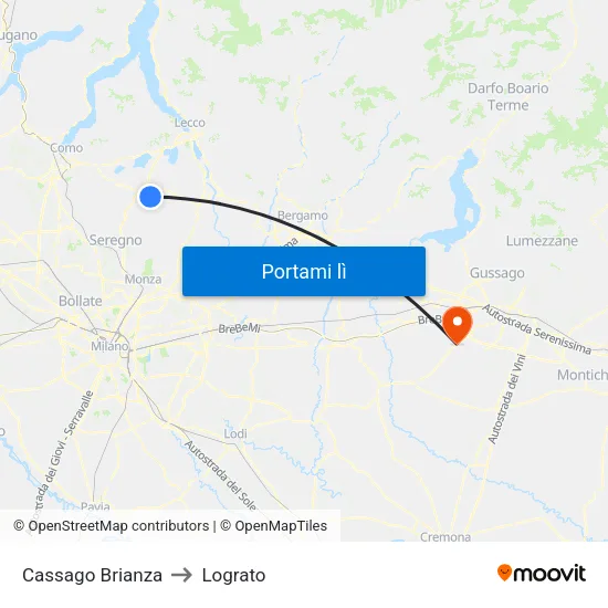 Cassago Brianza to Lograto map