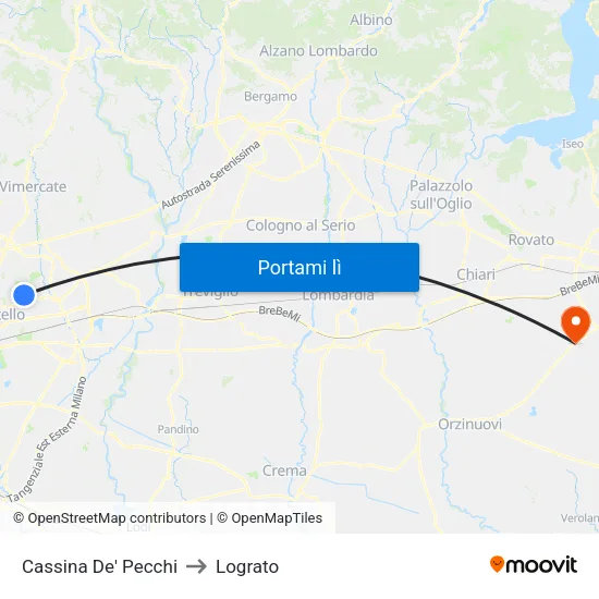 Cassina De' Pecchi to Lograto map