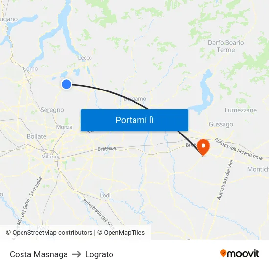 Costa Masnaga to Lograto map