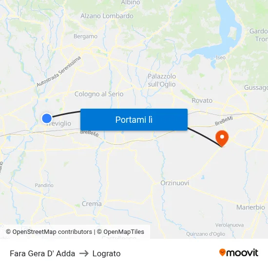 Fara Gera D' Adda to Lograto map