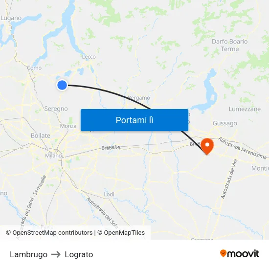 Lambrugo to Lograto map