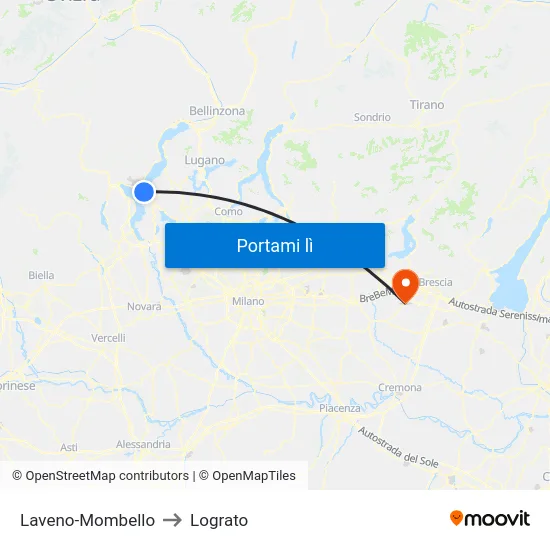 Laveno-Mombello to Lograto map