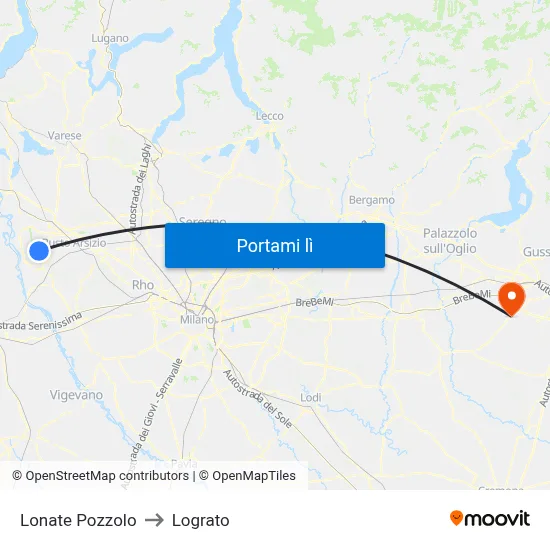 Lonate Pozzolo to Lograto map