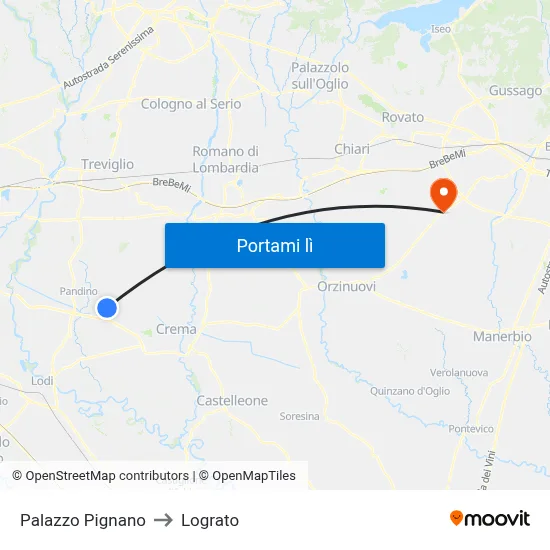 Palazzo Pignano to Lograto map
