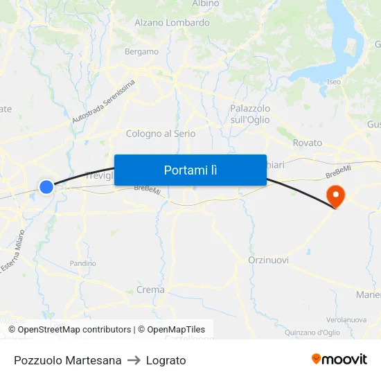 Pozzuolo Martesana to Lograto map