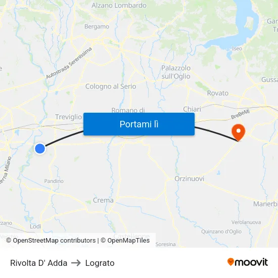 Rivolta D' Adda to Lograto map