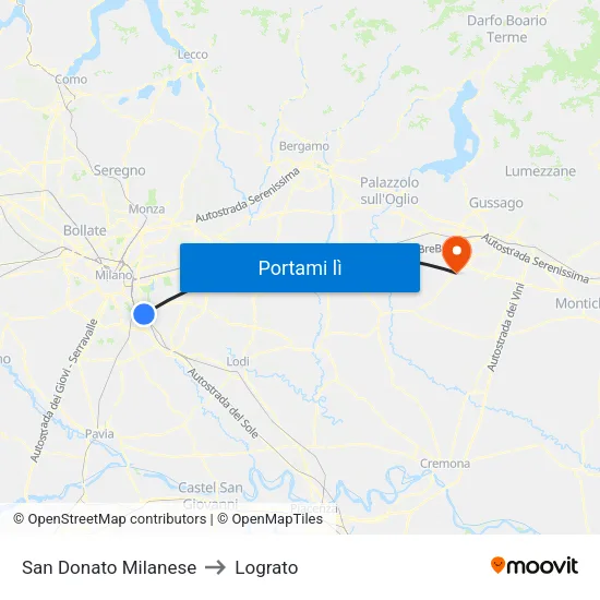 San Donato Milanese to Lograto map