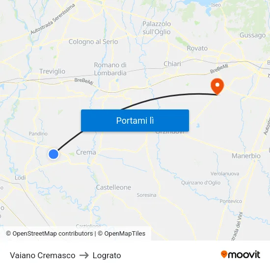 Vaiano Cremasco to Lograto map