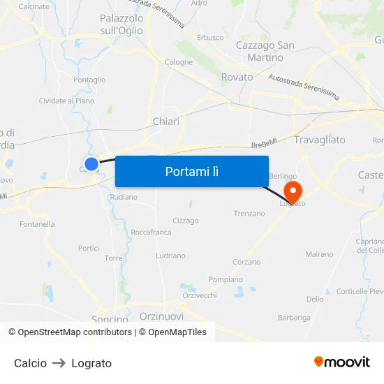 Calcio to Lograto map