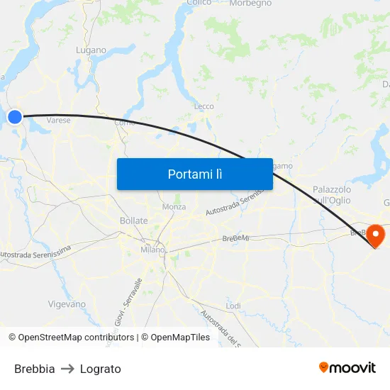 Brebbia to Lograto map