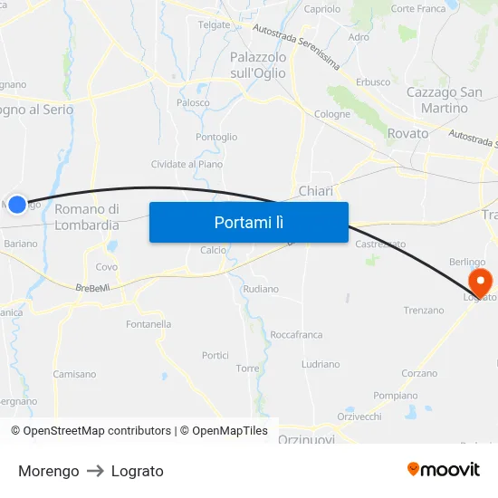 Morengo to Lograto map