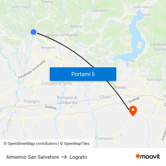 Almenno San Salvatore to Lograto map
