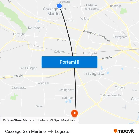 Cazzago San Martino to Lograto map