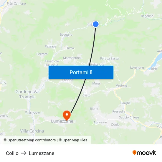 Collio to Lumezzane map