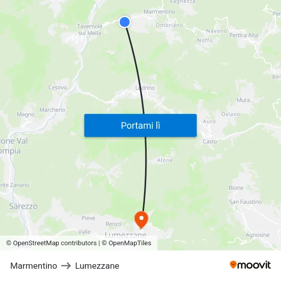 Marmentino to Lumezzane map