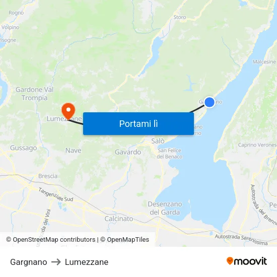Gargnano to Lumezzane map
