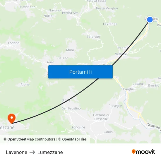 Lavenone to Lumezzane map