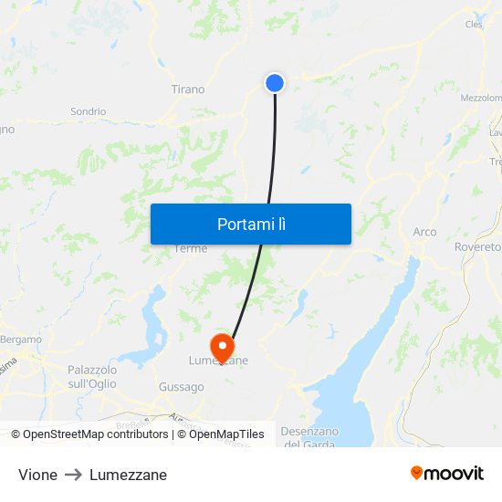 Vione to Lumezzane map