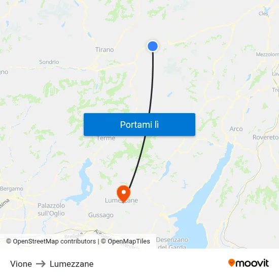 Vione to Lumezzane map