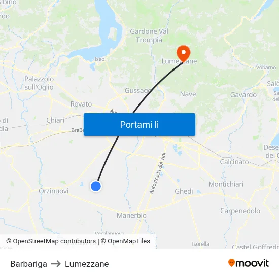 Barbariga to Lumezzane map