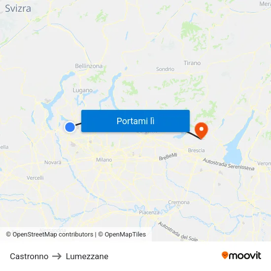 Castronno to Lumezzane map