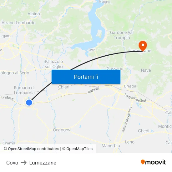 Covo to Lumezzane map