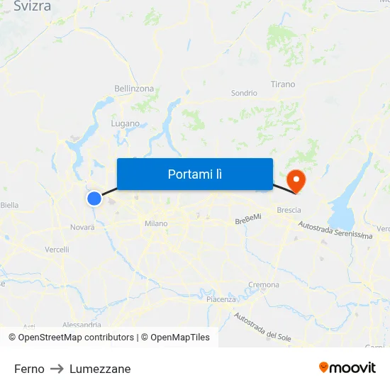 Ferno to Lumezzane map