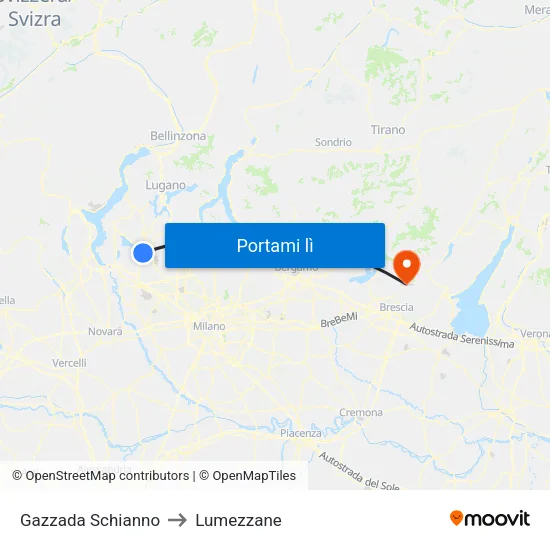Gazzada Schianno to Lumezzane map