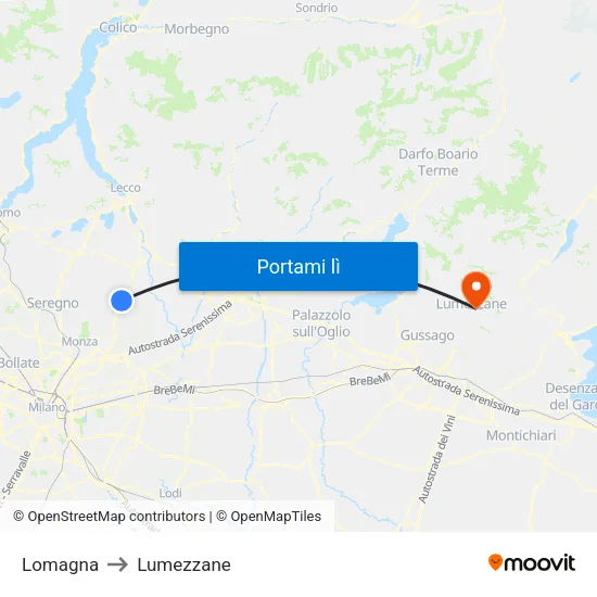 Lomagna to Lumezzane map