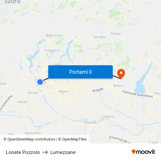 Lonate Pozzolo to Lumezzane map