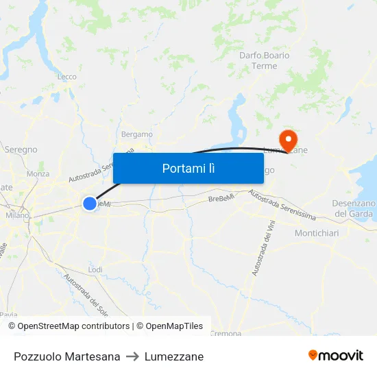 Pozzuolo Martesana to Lumezzane map