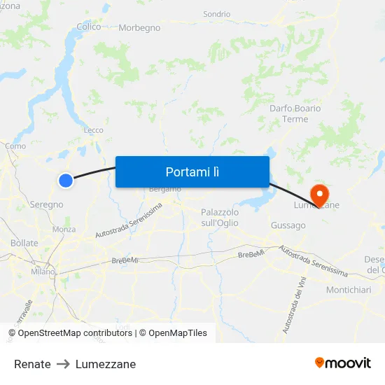 Renate to Lumezzane map