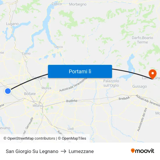 San Giorgio Su Legnano to Lumezzane map