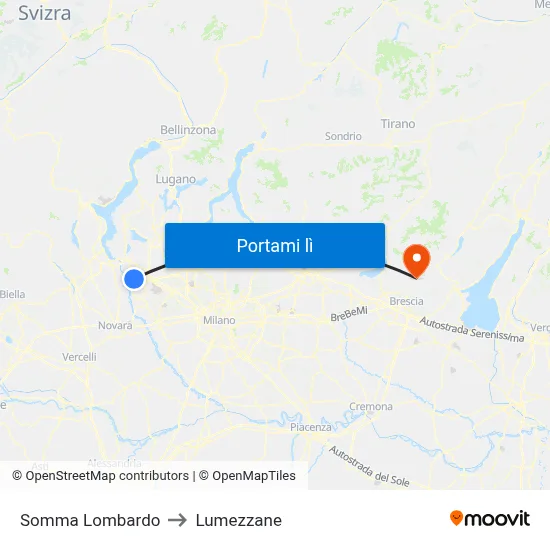Somma Lombardo to Lumezzane map