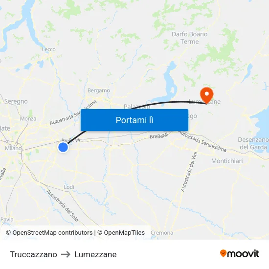 Truccazzano to Lumezzane map