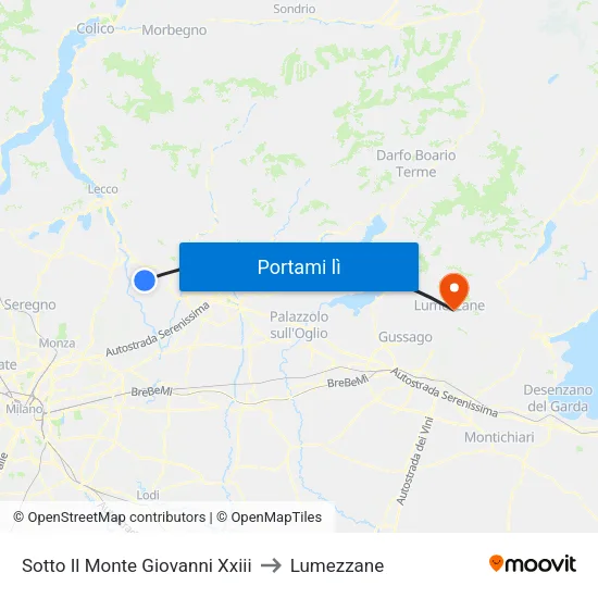 Sotto Il Monte Giovanni Xxiii to Lumezzane map