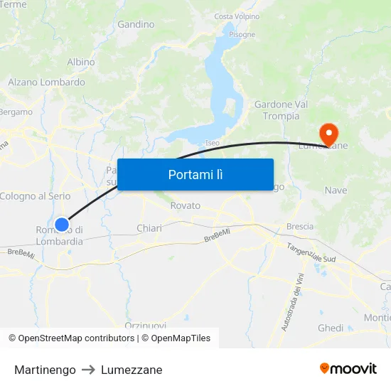 Martinengo to Lumezzane map