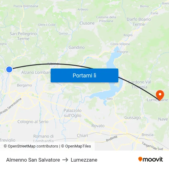 Almenno San Salvatore to Lumezzane map