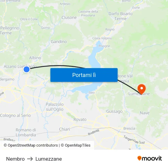 Nembro to Lumezzane map