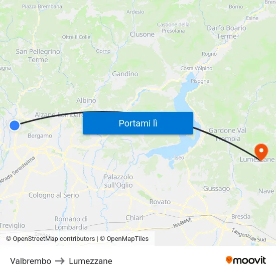Valbrembo to Lumezzane map